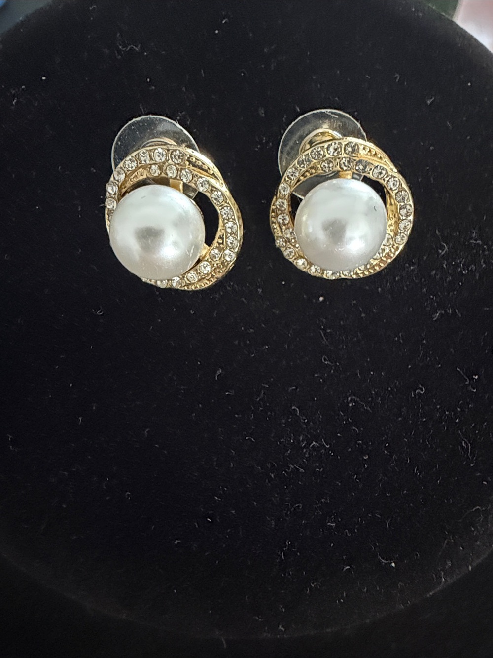 Classic Pearl and Crystal Gold-Tone Stud Earrings